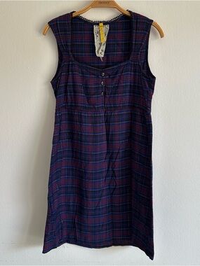 Vintage Y2K Ichi Dress Mini Plaid Grunge Punk Purple Blue Whimsigoth Black XS